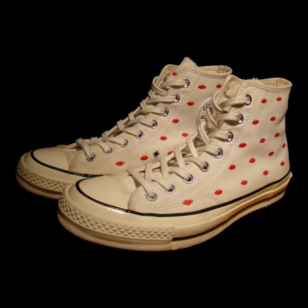 Converse Chuck 70 High Top Cream Red Embroidered‎ Lips Love Me  W10 M8